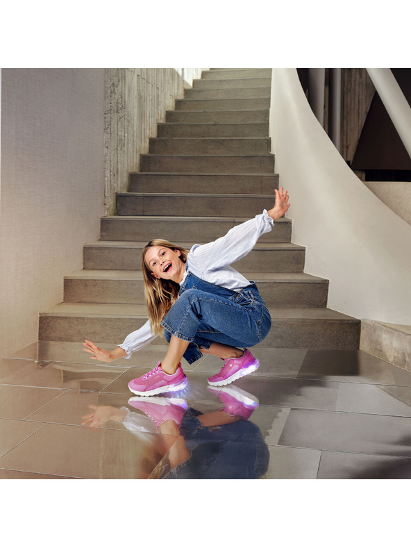 Geox Růžové dievčenské tenisky Geox Activart illuminus