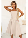numoco VIVIENNE Korzetové rozšírené midi šaty s páskom - svetlo béžové