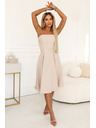 numoco VIVIENNE Korzetové rozšírené midi šaty s páskom - svetlo béžové