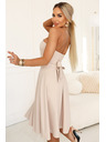 numoco VIVIENNE Korzetové rozšírené midi šaty s páskom - svetlo béžové