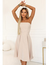 numoco VIVIENNE Korzetové rozšírené midi šaty s páskom - svetlo béžové