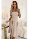 numoco VIVIENNE Korzetové rozšírené midi šaty s páskom - svetlo béžové