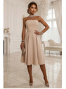 numoco VIVIENNE Korzetové rozšírené midi šaty s páskom - svetlo béžové