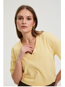 Moodo Bavlnená blúzka s výstrihom do "V" žltá Moodo