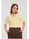 Moodo Bavlnená blúzka s výstrihom do "V" žltá Moodo