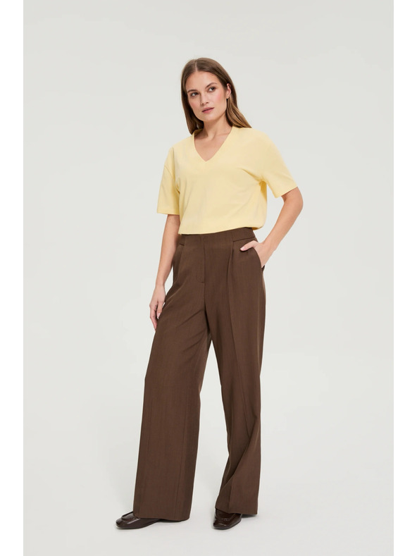 Moodo Bavlnená blúzka s výstrihom do "V" žltá Moodo