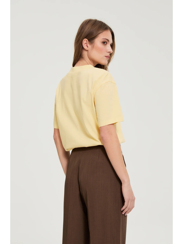 Moodo Bavlnená blúzka s výstrihom do "V" žltá Moodo