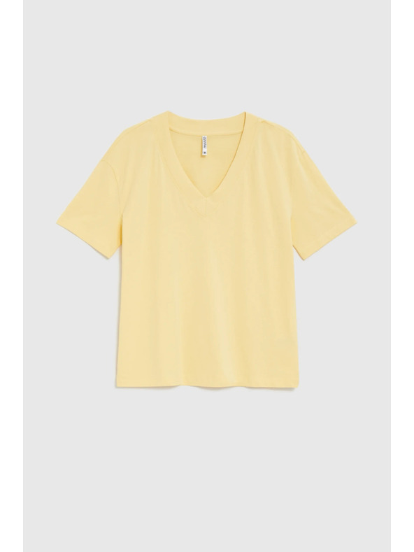 Moodo Bavlnená blúzka s výstrihom do "V" žltá Moodo