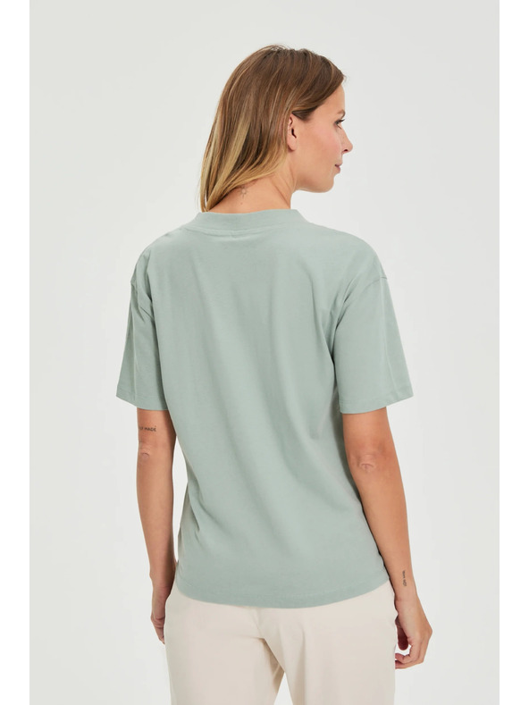 Moodo Bavlnená blúzka s výstrihom do "V" olivová Moodo