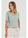 Moodo Bavlnená blúzka s výstrihom do "V" olivová Moodo