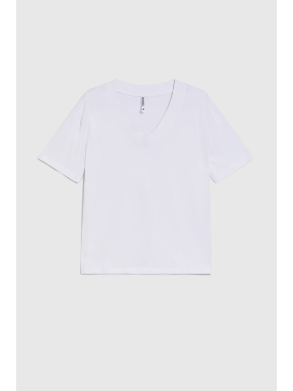 Moodo Bavlnená blúzka s výstrihom do V biela Moodo