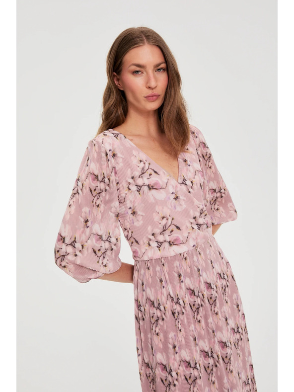 Moodo Plisované šaty ružové Moodo