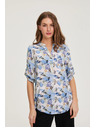 Moodo Košeľa z viskózy s kvetmi modrá Moodo