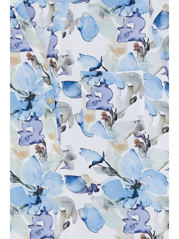 Moodo Košeľa z viskózy s kvetmi modrá Moodo