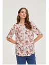 Moodo Košeľa z viskózy s kvetmi ružová Moodo
