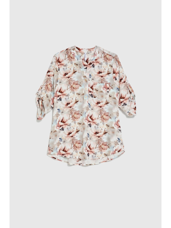 Moodo Košeľa z viskózy s kvetmi ružová Moodo