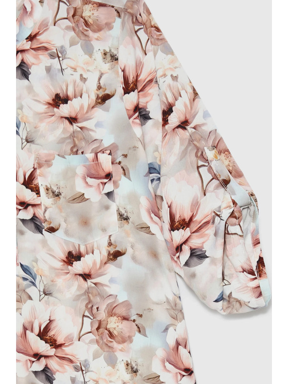 Moodo Košeľa z viskózy s kvetmi ružová Moodo