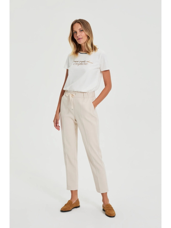 Moodo Béžové nohavice so skladmi Moodo
