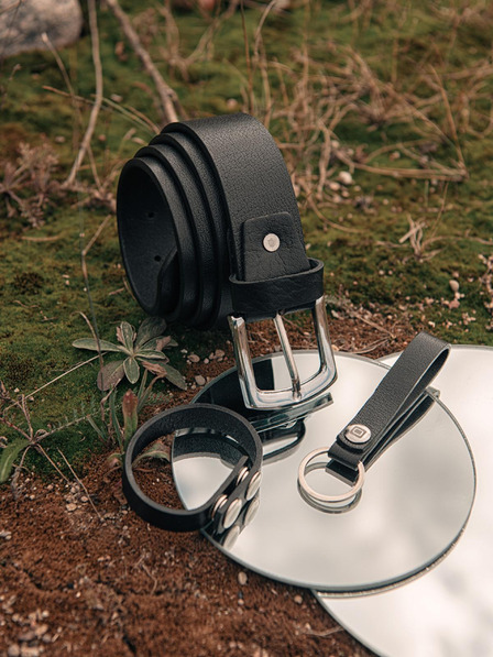 Ombre Clothing Sada pánskych kožených doplnkov - čierna A654 Ombre Clothing