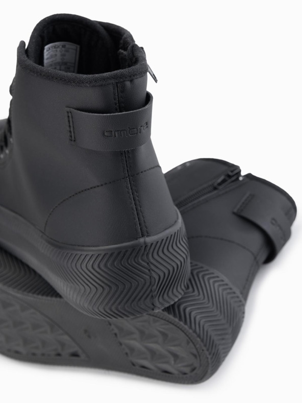 Ombre Clothing Pánske vysoké tenisky so zipsom pre ľahké nazouvanie - čierne V1 OM-FOTH-0184 Ombre Clothing