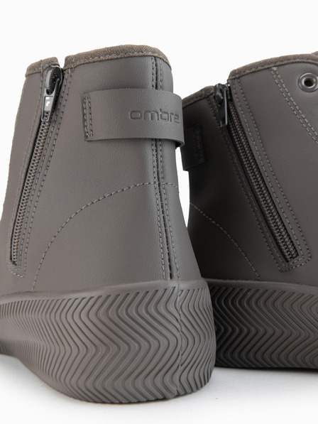 Ombre Clothing Pánske vysoké tenisky so zipsom pre ľahké nazouvanie - tmavo béžové V3 OM-FOTH-0184 Ombre Clothing