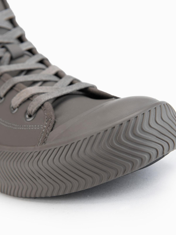 Ombre Clothing Pánske vysoké tenisky so zipsom pre ľahké nazouvanie - tmavo béžové V3 OM-FOTH-0184 Ombre Clothing