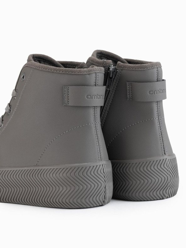 Ombre Clothing Pánske vysoké tenisky so zipsom pre ľahké nazouvanie - tmavo béžové V3 OM-FOTH-0184 Ombre Clothing