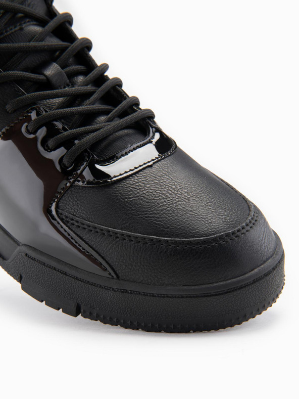 Ombre Clothing Pánske vysoké tenisky s lesklými prvkami - čierne V1 OM-FOSH-0178 Ombre Clothing