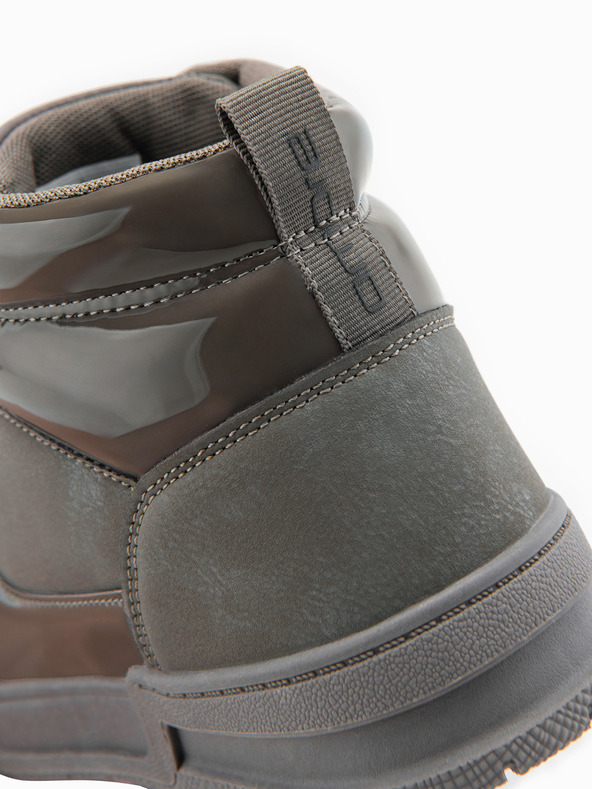 Ombre Clothing Pánske vysoké tenisky s lesklými prvkami - hnedé V4 OM-FOSH-0178 Ombre Clothing