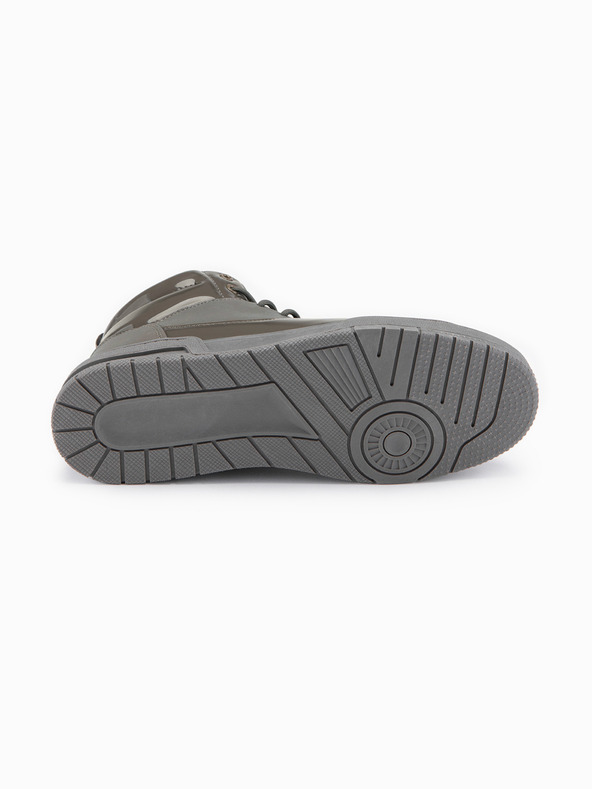 Ombre Clothing Pánske vysoké tenisky s lesklými prvkami - hnedé V4 OM-FOSH-0178 Ombre Clothing