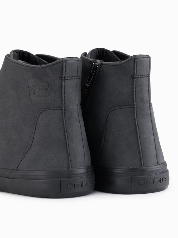 Ombre Clothing Pánske vysoké tenisky s matnou textúrou a vyraženým logom - čierne V1 OM-FOTH-0185 Ombre Clothing