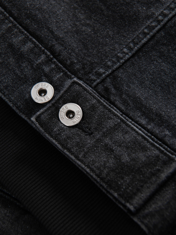 Ombre Clothing Pánska džínsová bunda s pletenými rukávmi a kapucňou - čierna V3 OM-JADJ-0220 Ombre Clothing