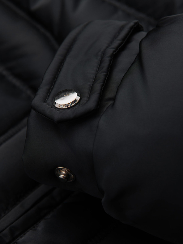 Ombre Clothing Pánska prešívana bunda s leskom a stojačikom - čierna V1 OM-JALP-0218 Ombre Clothing