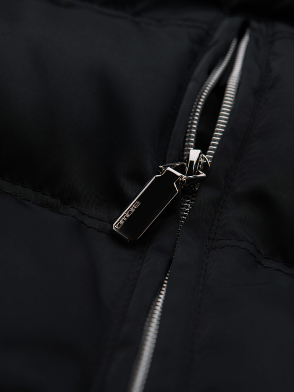 Ombre Clothing Pánska prešívana bunda s leskom a stojačikom - čierna V1 OM-JALP-0218 Ombre Clothing