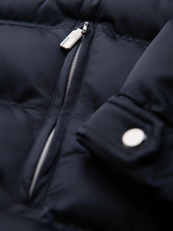 Ombre Clothing Pánska prešívana bunda s leskom a stojačikom - tmavo modrá V2 OM-JALP-0218 Ombre Clothing