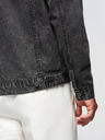 Ombre Clothing Pánska džínsová bunda katána s lemom - čierna V3 OM-JADJ-0219 Ombre Clothing