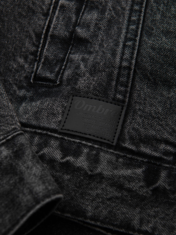 Ombre Clothing Pánska džínsová bunda katána s lemom - čierna V3 OM-JADJ-0219 Ombre Clothing