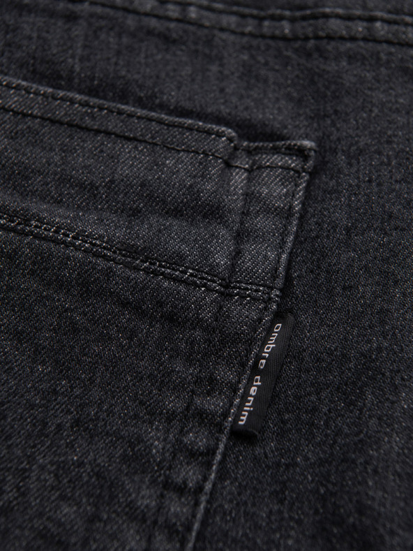 Ombre Clothing Pánske džínsové nohavice s odretím REGULAR FIT - čierne V2 OM-PADP-0241 Ombre Clothing
