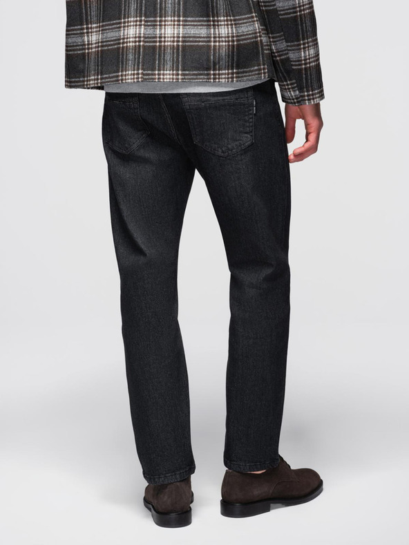 Ombre Clothing Pánske džínsové nohavice s odretím REGULAR FIT - čierne V2 OM-PADP-0241 Ombre Clothing