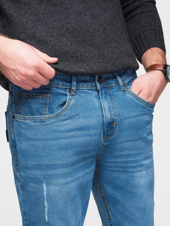 Ombre Clothing Pánske džínsové nohavice rozšírené REGULAR FIT - modré V3 OM-PADP-0241 Ombre Clothing