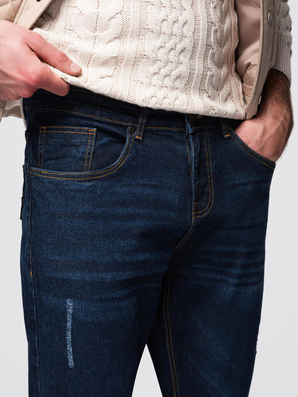 Ombre Clothing Pánske džínsové nohavice REGULAR FIT - tmavo modré V4 OM-PADP-0241 Ombre Clothing