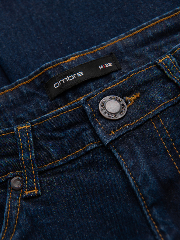 Ombre Clothing Pánske džínsové nohavice REGULAR FIT - tmavo modré V4 OM-PADP-0241 Ombre Clothing