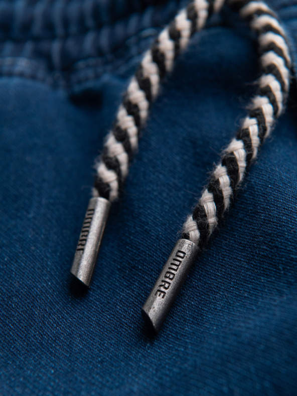 Ombre Clothing Pánske džínsové nohavice s rebrovaným pásom - tmavo modré V3 OM-PADJ-0242 Ombre Clothing