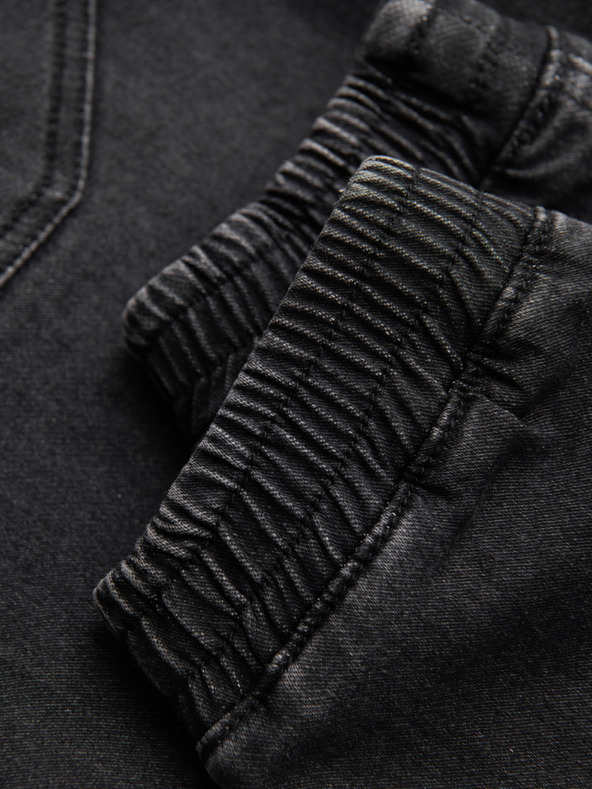 Ombre Clothing Pánske džínsové nohavice so šnúrkou v pase - čierne V4 OM-PADJ-0242 Ombre Clothing