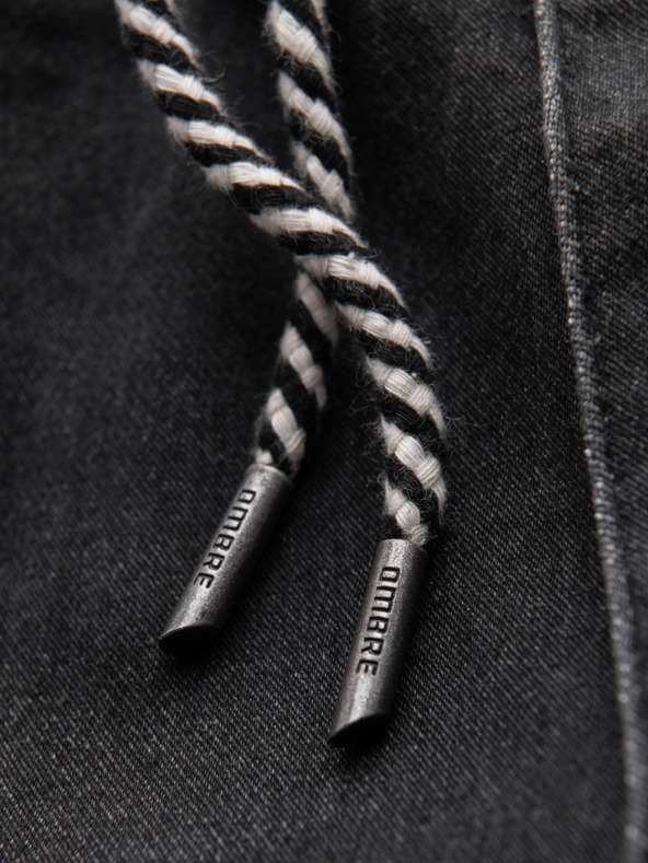 Ombre Clothing Pánske džínsové nohavice so šnúrkou v pase - čierne V4 OM-PADJ-0242 Ombre Clothing