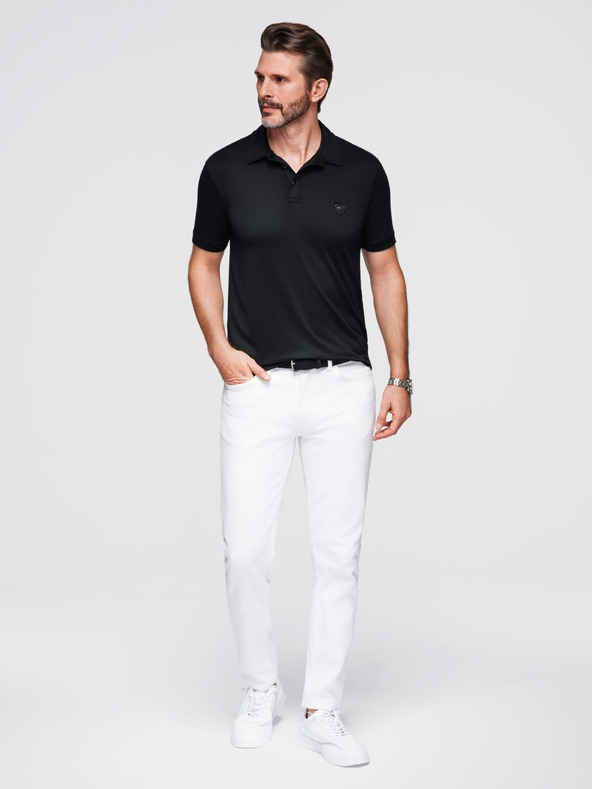 Ombre Clothing Pánska štýlová polokošeľa z elastickej tkaniny - čierna V1 OM-POSS-0150 Ombre Clothing