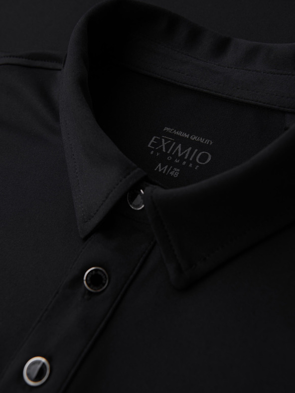 Ombre Clothing Pánska štýlová polokošeľa z elastickej tkaniny - čierna V1 OM-POSS-0150 Ombre Clothing