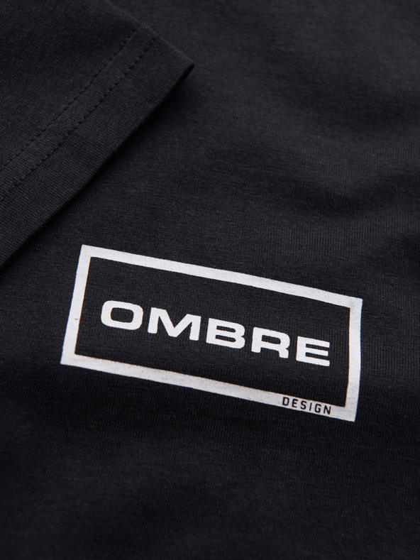 Ombre Clothing Pánske pletené tričko s potlačou a strihom REGULAR - čierne V2 OM-TSPT-0231 Ombre Clothing