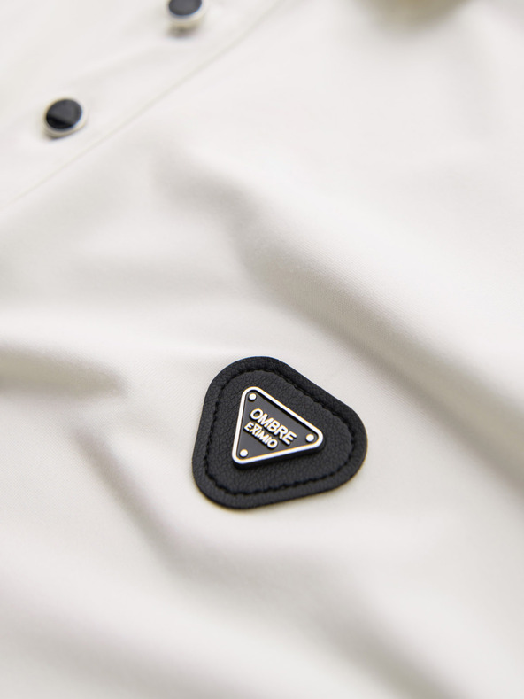 Ombre Clothing Pánska štýlová polokošeľa z elastickej tkaniny - krémová V2 OM-POSS-0150 Ombre Clothing