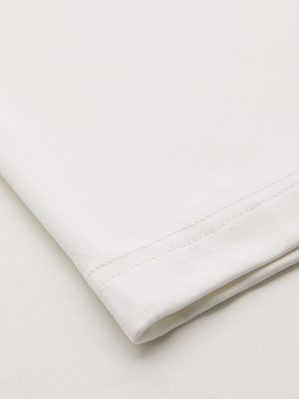 Ombre Clothing Pánska štýlová polokošeľa z elastickej tkaniny - krémová V2 OM-POSS-0150 Ombre Clothing